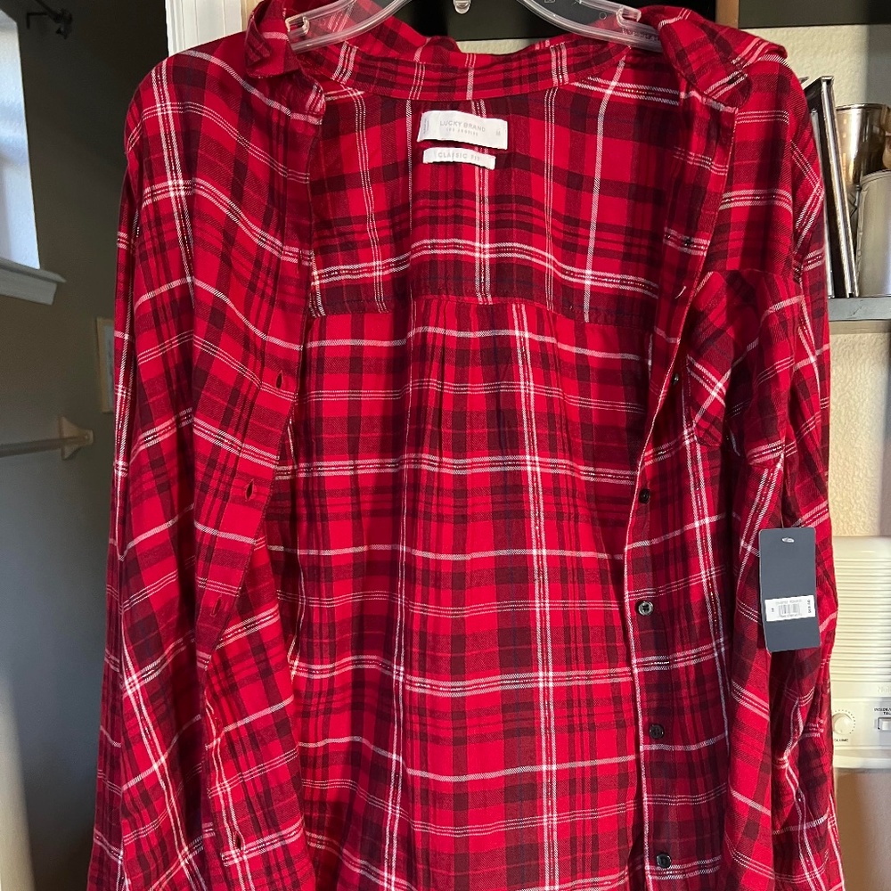 Lucky Brand Red Plaid Button Down